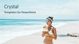  Presentation with vegan diet - Presentation with tour indonesia - woman in yellow bikini background and a sky blue colored foreground