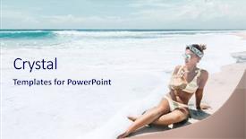  Presentation with vegan diet - Beautiful presentation theme featuring tour indonesia - woman in yellow bikini backdrop and a sky blue colored foreground