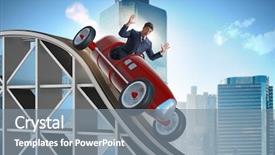  Presentation with sports car - Cool new slide deck with tour leader - businessman driving sports car backdrop and a gray colored foreground