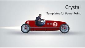  Presentation with motivation - Slide deck with tour leader - businessman riding vintage roadster background and a light gray colored foreground