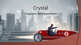  Presentation with motivation - Beautiful slide set featuring tour leader - businessman riding vintage roadster backdrop and a light gray colored foreground