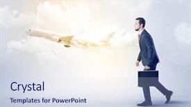  Presentation with elegant - Presentation theme featuring tour leader - elegant businessman going somewhere background and a  colored foreground