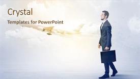  Presentation with elegant - Amazing PPT theme having tour leader - elegant businessman going somewhere backdrop and a  colored foreground