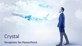  Presentation with elegant - Amazing PPT layouts having tour leader - elegant businessman going somewhere backdrop and a  colored foreground