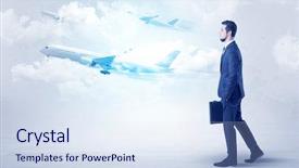  Presentation with elegant - Beautiful presentation theme featuring tour leader - elegant businessman going somewhere backdrop and a  colored foreground