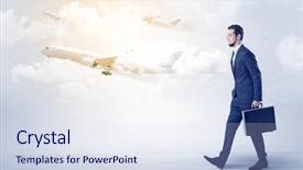  Presentation with elegant - Slide set consisting of tour leader - elegant businessman going somewhere background and a  colored foreground