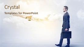  Presentation with slam dunk going - Colorful presentation design enhanced with tour leader - elegant businessman going somewhere backdrop and a  colored foreground