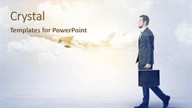  Presentation with slam dunk going - Presentation design with tour leader - elegant businessman going somewhere background and a cream colored foreground