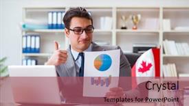  Presentation with canadian flag - Slides featuring tour operator - businessman with canadian flag background and a violet colored foreground