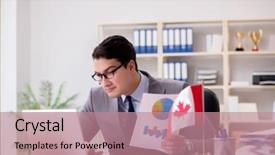  Presentation with canadian flag - Cool new theme with tour operator - businessman with canadian flag backdrop and a coral colored foreground