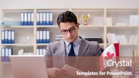  Presentation with canadian flag - Presentation theme consisting of tour operator - businessman with canadian flag background and a coral colored foreground