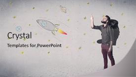  Presentation with backpack - PPT layouts having tour relted - handsome young man standing background and a  colored foreground