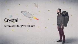  Presentation with backpack - PPT layouts consisting of tour relted - handsome young man standing background and a  colored foreground