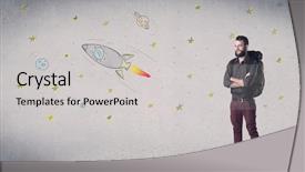  Presentation with backpack - Colorful presentation design enhanced with tour relted - handsome young man standing backdrop and a  colored foreground