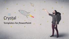  Presentation with kinematic related - Colorful PPT theme enhanced with tour relted - handsome young man standing backdrop and a  colored foreground