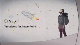  Presentation with backpack - PPT theme with tour relted - handsome young man standing background and a  colored foreground