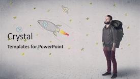  Presentation with kinematic related - Beautiful slides featuring tour relted - handsome young man standing backdrop and a  colored foreground