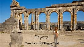  Presentation with roman ruins - Presentation design with tour-tourism-at-roman-ruins background and a coral colored foreground