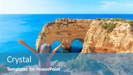  Presentation with algarve - Presentation enhanced with tour-tourism-in-algarve-happy background and a teal colored foreground