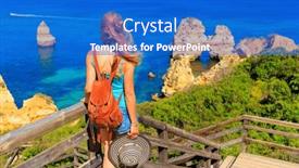  Presentation with algarve - PPT theme having tour-tourism-in-algarve-summer background and a cobalt blue colored foreground