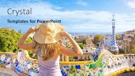  Presentation with tour - Presentation with tour-tourism-in-barcelona-guell background and a light blue colored foreground