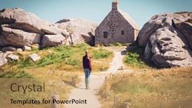  Presentation with tour - PPT theme consisting of tour-tourism-in-brittany-traditional background and a coral colored foreground