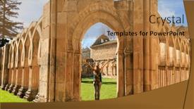  Presentation with tour - Presentation design featuring tour-tourism-in-castile background and a coral colored foreground
