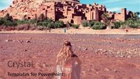  Presentation with ait - PPT theme having tour-tourism-in-morocco-kasbah background and a coral colored foreground