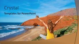  Presentation with tour - Theme consisting of tour-tourism-in-morocco-legzira background and a teal colored foreground