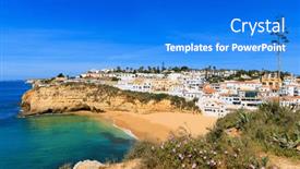  Presentation with algarve - Slide set featuring tour-tourism-in-portugal-atlantic background and a cobalt blue colored foreground