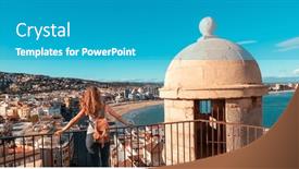  Presentation with tour - PPT layouts featuring tour-tourism-in-spain-peniscola background and a teal colored foreground