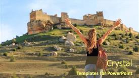  Presentation with tour - Presentation featuring tour-tourism-in-spain-woman background and a tawny brown colored foreground