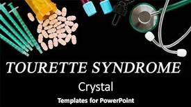  Presentation with medical pills - PPT theme consisting of tourette-syndrome-text-on-medical background and a black colored foreground