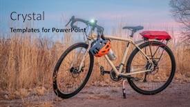  Presentation with bicycle trail - PPT theme enhanced with touring-bicycle-at-dusk background and a light blue colored foreground