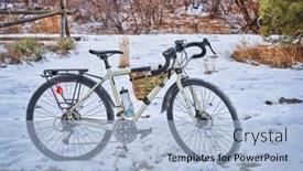  Presentation with bicycle trail - Slides featuring touring-bicycle-at-dusk background and a light blue colored foreground