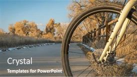  Presentation with bicycle trail - Theme consisting of touring-bicycle-on-a-bike background and a gray colored foreground