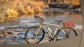  Presentation with touring - Theme featuring touring-bike-and-a-river background and a coral colored foreground