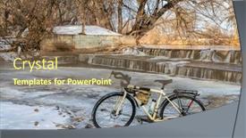  Presentation with touring - Presentation theme enhanced with touring-bike-and-a-river background and a violet colored foreground