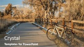  Presentation with touring - Slide deck having touring-bike-on-a-bike background and a coral colored foreground