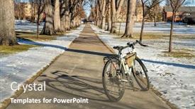  Presentation with american university - Audience pleasing slide set consisting of touring-bike-with-shadow backdrop and a violet colored foreground