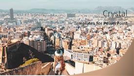  Presentation with tourism - Presentation design having tourism-at-alicante-city-landscape background and a lemonade colored foreground