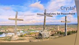  Presentation with tourism - Presentation theme consisting of tourism-at-burgo-de-osma background and a light blue colored foreground