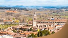  Presentation with tourism - Presentation theme with tourism-at-burgo-de-osma background and a coral colored foreground