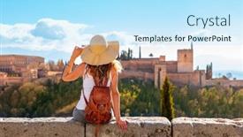  Presentation with granada - Presentation theme enhanced with tourism-at-granada-andalusia background and a sky blue colored foreground