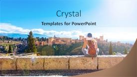  Presentation with arabic woman - Slide set featuring tourism-at-granada-woman-tourist background and a  colored foreground