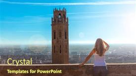  Presentation with tourism - Slide set featuring tourism-at-lerida-lleida-catalonia background and a tawny brown colored foreground