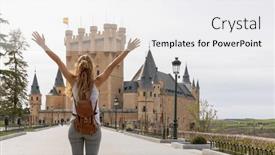  Presentation with tourism - Presentation theme having tourism-at-segovia-alcazar background and a white colored foreground