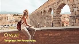  Presentation with aqueduct - Presentation theme having tourism-at-segovia-rear-view background and a tawny brown colored foreground