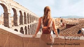  Presentation with aqueduct - PPT theme consisting of tourism-at-segovia-rear-view background and a red colored foreground