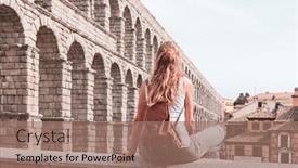  Presentation with aqueduct - PPT theme featuring tourism-at-segovia-rear-view background and a coral colored foreground